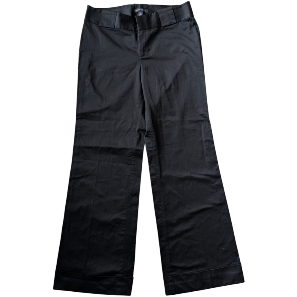 Banana Republic Cuffed Wide Leg Trouser Pants Black Size 10